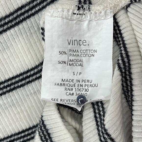 VINCE Tank Top Womens S Striped Ribbed Knit Cotton Blend Scoop Neck White - Picture 9 of 12